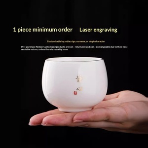 Tasse Maîtresse en Céramique, Tasse Individuelle en Porcelaine Blanche, Service à Thé Domestique, Tasse à Thé Personnalisée avec Logo Prénom/Nom <span class=keywords><strong>de</strong></span> <span class=keywords><strong>Famille</strong></span>, Origine Dehua, Style Minimaliste Moderne - Product Image 4