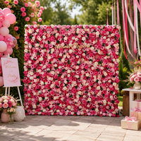 CB-357 Vente directe d'usine, mur de fleurs enroulable de haute qualité avec fleurs 3D en forme de rose pour réception de mariage