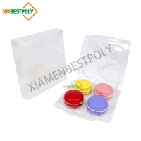 Boîte de présentation transparente à 4 cavités pour macarons PET Emballage personnalisé pour biscuits avec insertion Récipients à biscuits professionnels