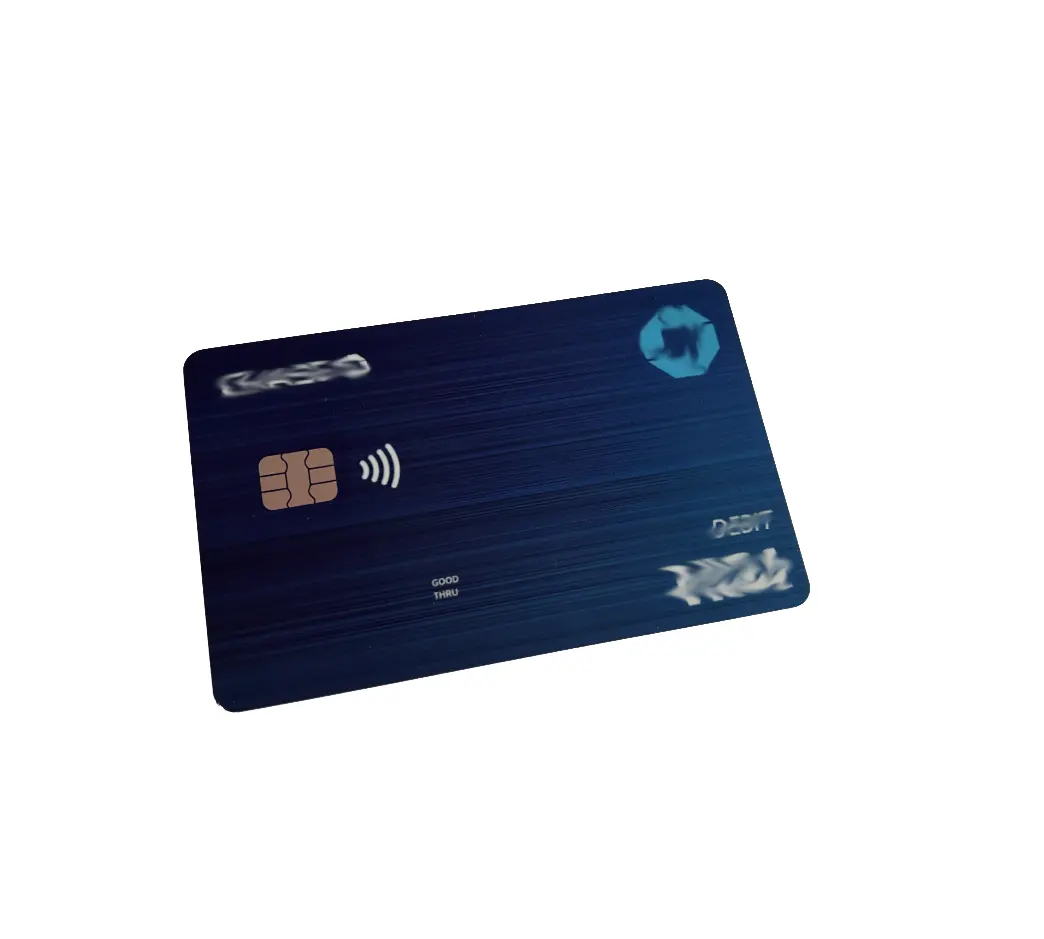 Черная магнитная полоса Hico синяя смарт-ПВХ Кредитная карта с серебряным кодом тиснения