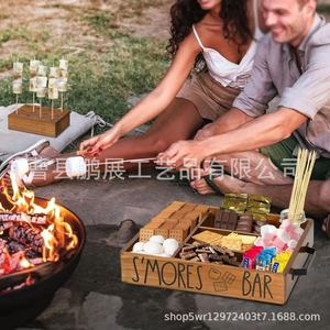 Boîte de rangement en bois pour collations avec poignée, plateau de service en bois massif pour fêtes à domicile, rangement pour pop-corn et frites - Product Image 4
