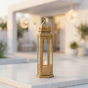 Latest 2027 Ramadan Home Decoration Gold Modern Metal Lanterns Toughened Transparent Glass Lead Free <b>Large</b> Floor Lamps - Product Image 2