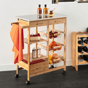 Carrello da Cucina in Bambù 76x37 H.86CM Naturale - Product Image 1