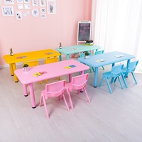 Ensemble de table et chaises rectangulaires en plastique pour enfants, pour 6 personnes, design de dessin animé, tables de jeu pour la maternelle, la garderie