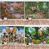 Permadani cetak Digital 3D seri lanskap hewan hutan menarik serbaguna halus warna-warni cerah cerah cerah