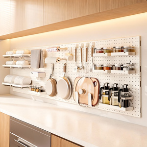 Organisateur mural de cuisine en <span class=keywords><strong>plastique</strong></span> DIY à fixation directe usine, étagère de rangement sans perçage avec accessoires ABS pour la vente en gros - Product Image 3