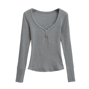 Runwaylover 3922 Printemps 2025 T-shirt basique à col en V sexy pour femme - Product Image 3