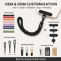 Dragonne de téléphone tressée personnalisée de 8 mm, réglable, anti-chute, avec mousqueton autobloquant, OEM ODM