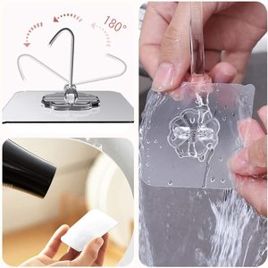 Crochets adhésifs transparents compacts, sans perçage, sans trace, imperméables, pour <span class=keywords><strong>couloir</strong></span> étroit, escalier, <span class=keywords><strong>rangement</strong></span> - Product Image 5