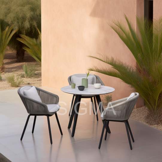 Modern Woven Rope Outdoor Chairs Garden Hotel Restaurant Rope Chair Set