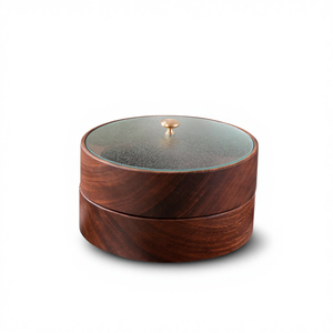 Plateau à fruits et à en-cas à double couche en noyer d'Amérique du Sud, bois d'<span class=keywords><strong>acacia</strong></span>, couvercle en verre pour fête, moulage monobloc jetable, classique - Product Image 4