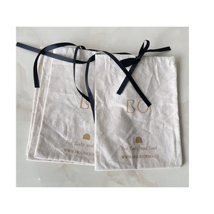 Bolsa ecológica reutilizable reciclable, cordón de algodón natural, blanca, con impresión de logotipo, barata, venta al por mayor - Product Image 1