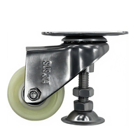 Roulettes de meubles réglables en hauteur de 2 pouces, cadre en acier inoxydable SS304, roue en PP, roulement en acier au carbone, 50 kg, antirouille