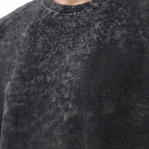 T-shirt en coton jersey sérigraphié uni pour homme, coupe oversize, délavé, vintage, manches courtes, col rond, respirant, style streetwear - Product Image 6