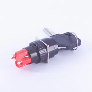 ELEWIND push switch button 16mm Plastic 4 PIN terminal Key lock switch 2 position maintain
