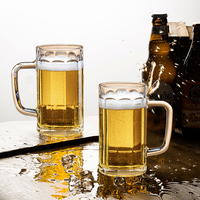 Chope à bière en verre épais 400 ml avec poignée, grande capacité, compatible lave-vaisselle et micro-ondes, usage commercial pour bars/KTV, impression de logo