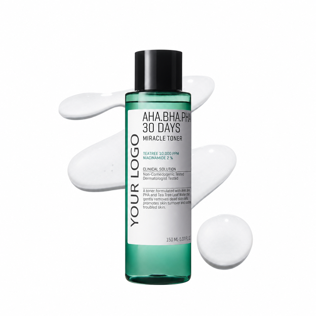 OEM/ODM AHA BHA PHA 30 Days Miracle Exfoliating Toner with Salicylic Acid Tea Tree & Niacinamide for Acne Control & Oil Control