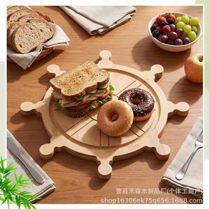 Bandeja Redonda de Madera para Quesos, Bandeja Resistente de Madera Maciza para Filetes y Embutidos, Ideal para Fiestas - Product Image 1