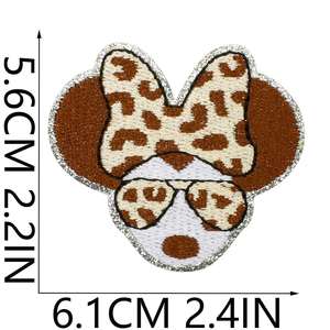 New Iron on Embroidered Sliver <b>Glitter</b> Border Leopard Print Paw Mouse Turtle Lipstick Hat Boots Patch for Hat Cloth Decoration - Product Image 4