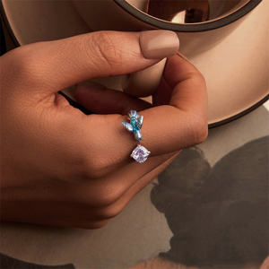 925สเตอริงเงินหยดน้ำมัน zircon สกัดด้วยทองคำขาวชุบแหวนสวยสดใส - Product Image 4