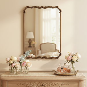 Miroir mural rectangulaire <span class=keywords><strong>de</strong></span> grande taille en métal doré vintage Art Déco pour la décoration du salon et <span class=keywords><strong>de</strong></span> la <span class=keywords><strong>salle</strong></span> <span class=keywords><strong>de</strong></span> <span class=keywords><strong>bain</strong></span> - Product Image 1