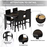 Meubles de salle à manger modernes, ensemble table à manger en marbre avec chaises en cuir PU à ossature métallique pour la cuisine et le salon