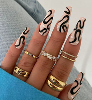 Uñas Postizas Francesas de Lujo, Cortas, de Marca Privada, Personalizadas, 24 Piezas, Material ABS, Uñas Artificiales a Presión, Venta al Por Mayor
