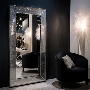 Salle de bain écran tactile Salon miroir à LED pleine longueur cristal décor miroir mural décoration salon miroir de maquillage avec lumière LED