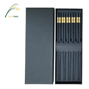 热卖黑色金色横幅合金筷子洗衣机安全商用PPS玻璃纤维筷子26厘米