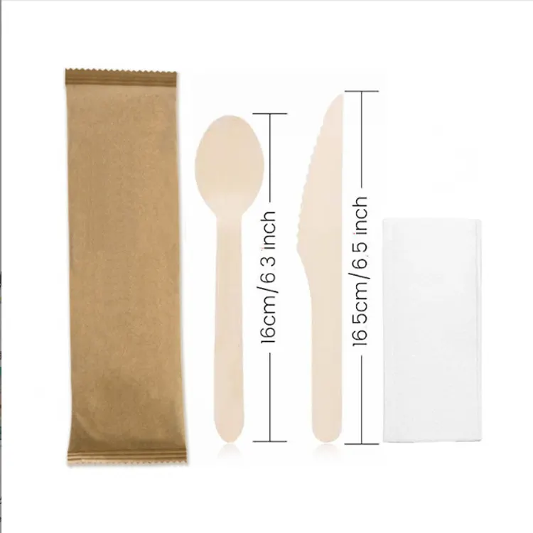 60mm wooden knife spoon fork biodegradable disposable wooden tableware sets dinnerware for dinner