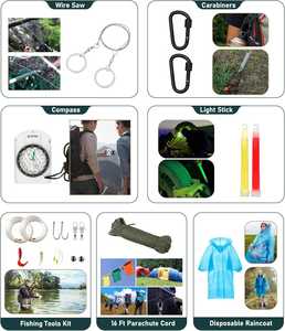 Kit de Equipo de Supervivencia de Emergencia de 268 Piezas con Botiquín de Primeros Auxilios, Hacha de Camping, Linterna Frontal y Bolsa Bandolera para Camping, Senderismo y Caza - Product Image 2