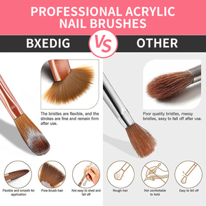 3 Piezas # Pinceles de Uñas de Acrílico 8/10/14, Pincel Profesional de Madera <span class=keywords><strong>Rosa</strong></span> con Cristal para Extensión de Uñas, Herramientas de Manicura para Esculpido 3D - Product Image 5