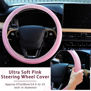Lot de 10 housses de <span class=keywords><strong>volant</strong></span> en cuir PU 14,5-15 pouces avec housse de ceinture de sécurité, porte-gobelet, anneau de bouton de démarrage, autocollant et clip de ventilation - Product Image 6