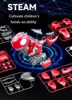 Assembler et contrôler le kit de construction de STEM de robot dinosaure pour enfants RC, avec des lumières LED en mode coulissant rampant et des effets sonores