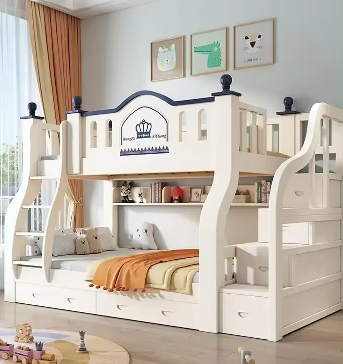 Muebles de dormitorio para niños Litera para niños con escaleras Juego de dormitorio para niños