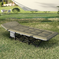 Camping Plage Tente Lit Surdimensionné En Métal Matelas Intérieur Lit Pliant Ménage Portable En Métal Lit De Sieste