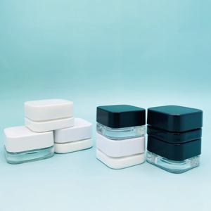 Mini pots carrés en verre épais de 5 ml avec couvercle en plastique noir à l'épreuve des enfants pour crème contour des yeux, lotion, baume à lèvres et boîte de rangement pour fleurs - Product Image 6