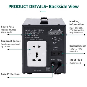Hot bán <span class=keywords><strong>1KVA</strong></span> 2KVA nhà sử dụng AVR tự động điện áp ổn định tủ lạnh tiếp sức điều khiển duy nhất giai đoạn 220V AC Made bền PC - Product Image 4