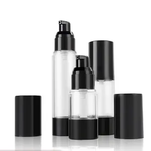 Luxus-Kosmetik flasche aus Kunststoff 30ml Airless Pump flasche mit Black Foundation für Creme lotion Feuchtigkeit creme