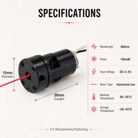 Module laser à ligne horizontale rouge ZhonNa 660nm 150mW, tête métallique, DC2.3-5V, pour le travail du bois, la découpe, l'alignement, le positionnement
