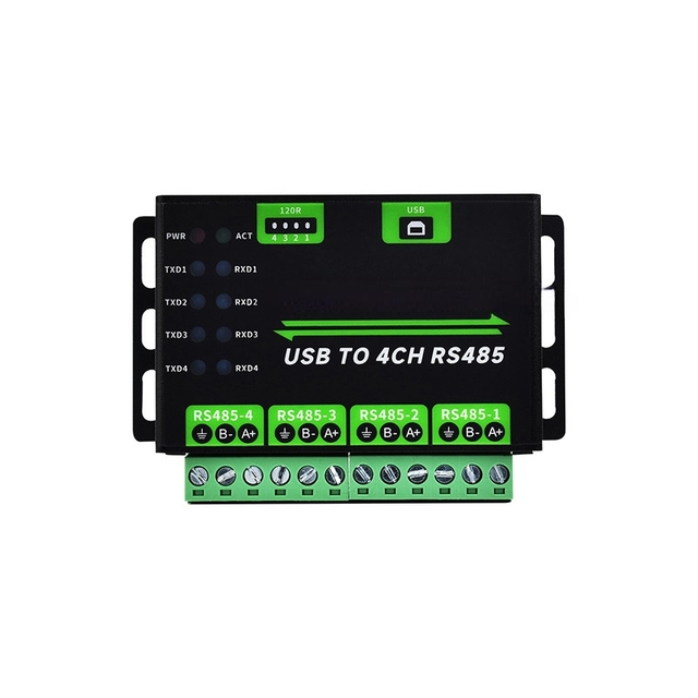 Industrial Grade USB to 4-way RS485 Converter, USB to 485 Serial Communication Module, Metal Casing
