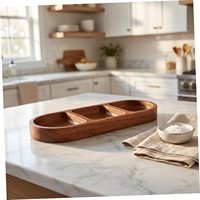 Plateau de service Wakauto en bois d'acacia avec motif animalier, 3 compartiments |   Sauce à tremper au café pour la cuisine et le barbecue, facile à utiliser