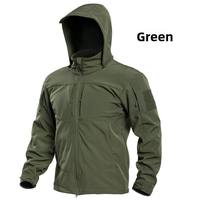 Veste de randonnée tactique imperméable pour homme, coupe sportive, en softshell effet peau de requin, doublée polaire, avec capuche amovible sur le devant