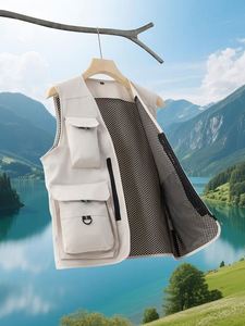 Factory Wholesale Work Wear Men's Gilet <b>Vest</b> Muti Cargo Pockets Jacket Woven <b>Utility</b> <b>Vest</b> - Product Image 2