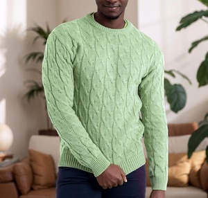 Suéter de punto trenzado para hombre, <span class=keywords><strong>cuello</strong></span> alto, con patrón de cuerda, puños y <span class=keywords><strong>cuello</strong></span> acanalados, textura gruesa, para otoño e invierno - Product Image 3