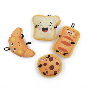 Yumuşak ve sevimli peluş çerez tost isssan gıda ekmek sevimli <span class=keywords><strong>Pet</strong></span> oyuncaklar toptan Squeakers ile tost köpek oyuncak - Product Image 6