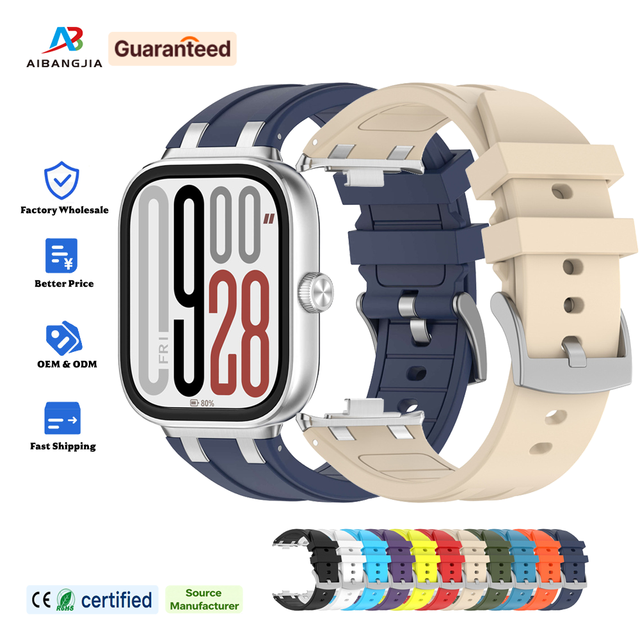 Stainless Steel Metal Connector Rubber Fluororubber Band for Redmi Watch 6 5 4 Strap for Xiaomi Band 10 Pro 9 Pro