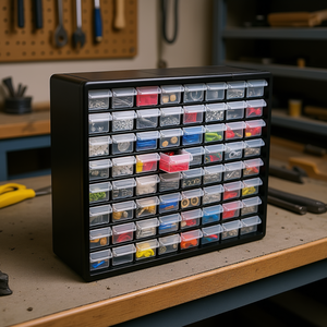 Truper 64-Compartment Plastic Organizer With <b>Clear</b> <b>Drawers</b> For Tool Storage, Model Org-64, 3-Year Warranty, Non-Waterproof, Blac - Product Image 2