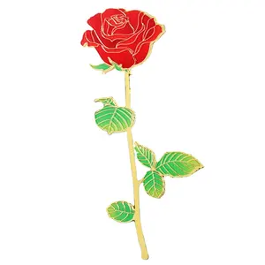 Pembatas buku mawar merah logam bunga kreatif sekolah personalisasi sublimasi emas kuningan logam ukir pembatas buku mawar untuk Logo kustom