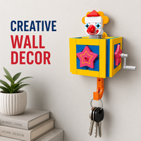 Blocs de construction créatifs Clown Jack-in-the-box style MOC, support mural DIY, jouet de construction STEM pour enfants, décoration de chambre d'enfant, cadeau